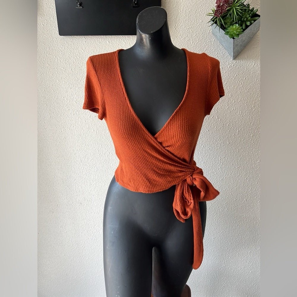 Burnt Orange Size Small Wrap Around Top Project Social T Urban Outfitters